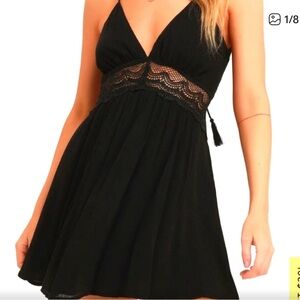 Lulu's Black Lace Mini Dress